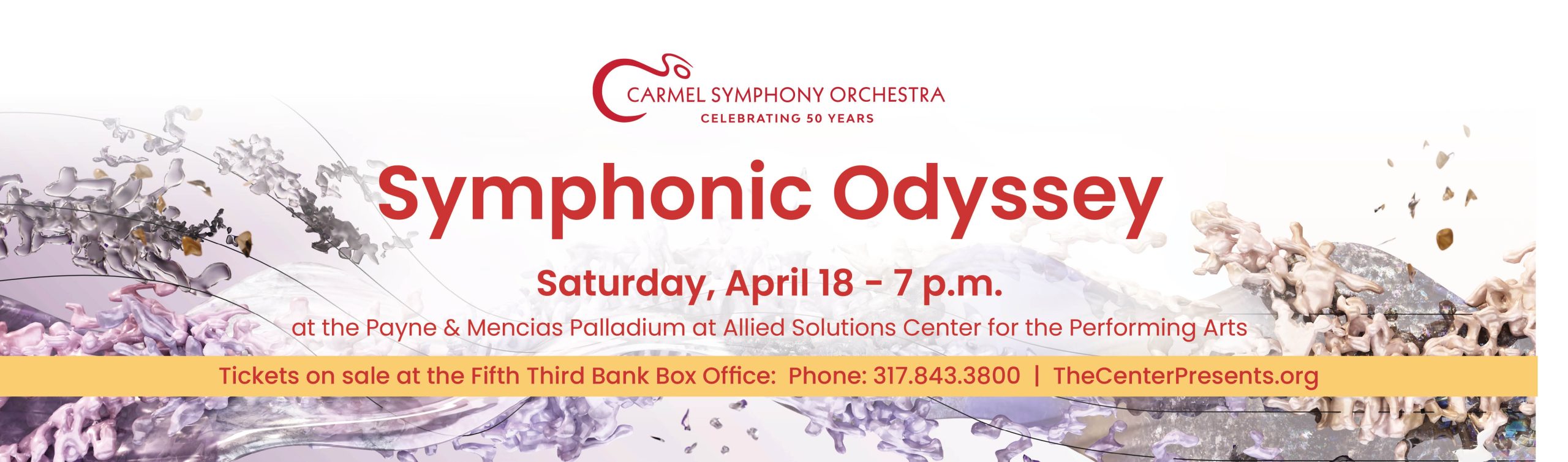 Symphonic Odyssey square image for with text over white with ethereal smoke image